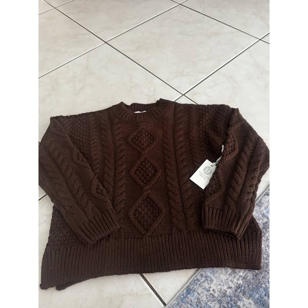 Hyacinth House Chocolate Cable Knit Verbier Womens Sweater Brown Sz S NWT